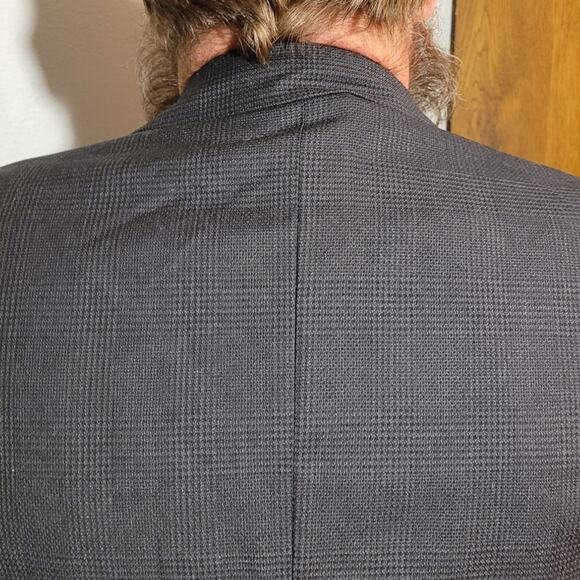 Joseph Abboud Nordstrom Gray Black Plaid Wool Blazer Mens 40R Classic Minimalist - Picture 4 of 11